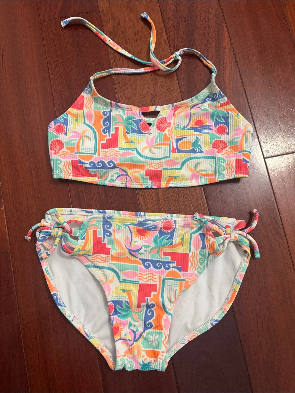 art class Girls' Multicolor Tropical Print Two-Piece Swim Set